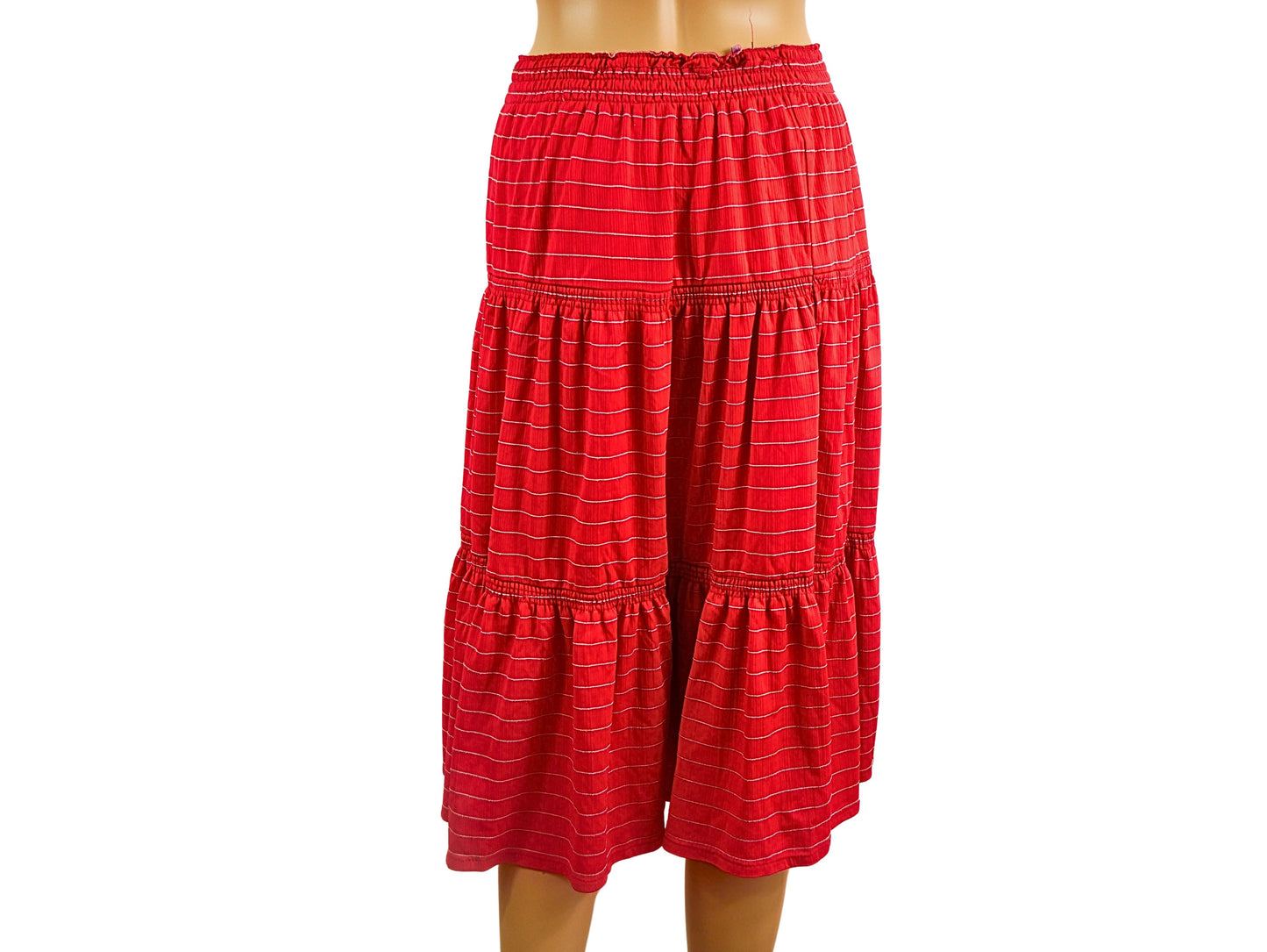 Red retro style midi skirt