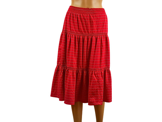 Red retro style midi skirt