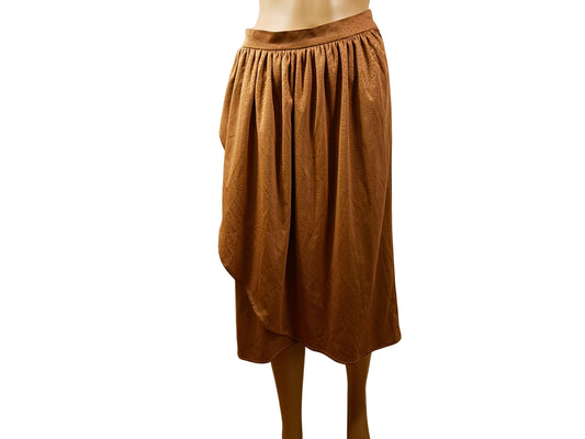 Brown satin midi skirt