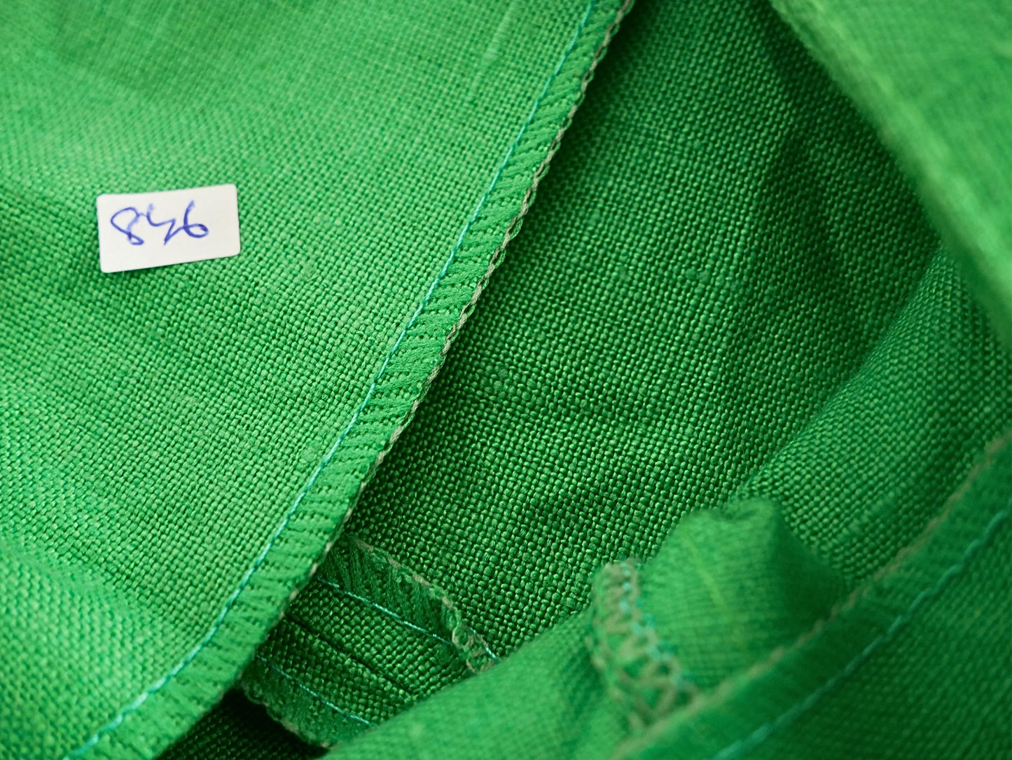 Green retro linen midi skirt