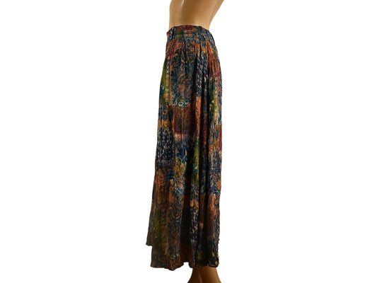 Retro multi-colored midi skirt