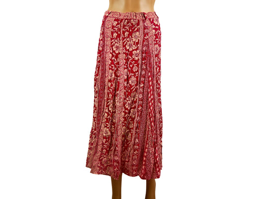 Red printed midi skirt