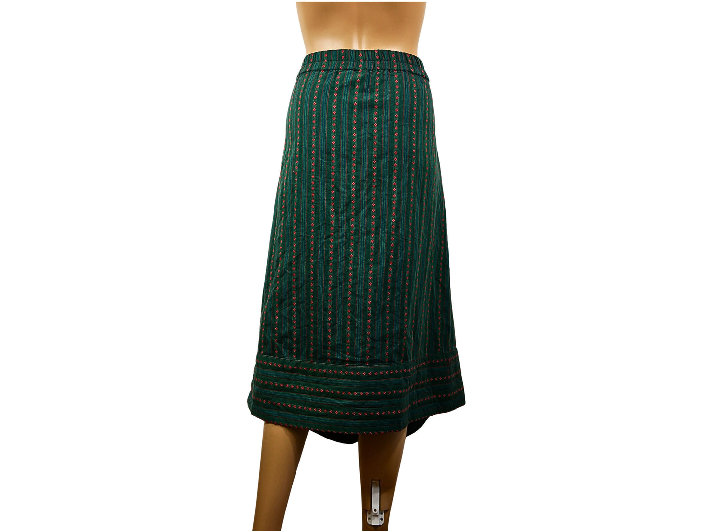 Vintage green patterned midi skirt