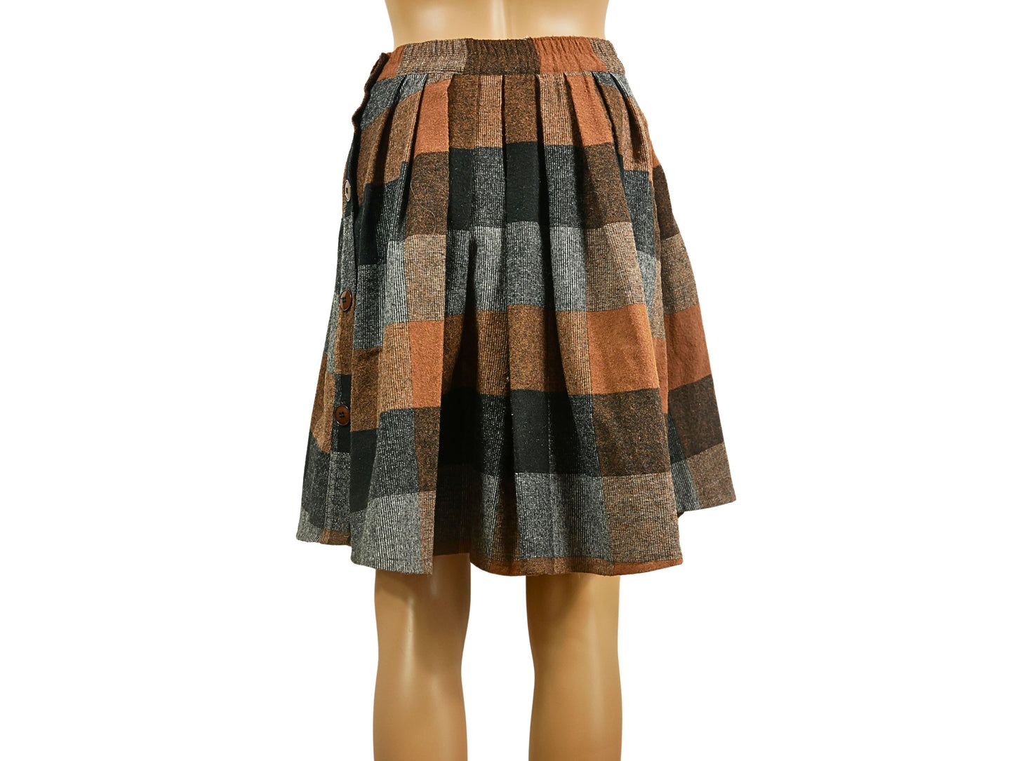 Knee length plaid skirt