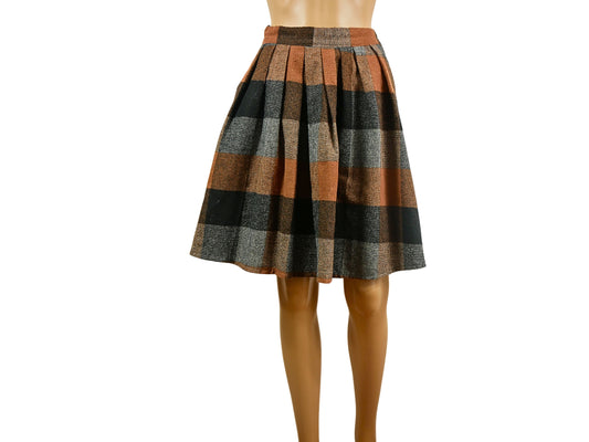 Knee length plaid skirt