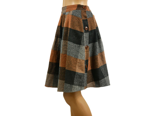Knee length plaid skirt