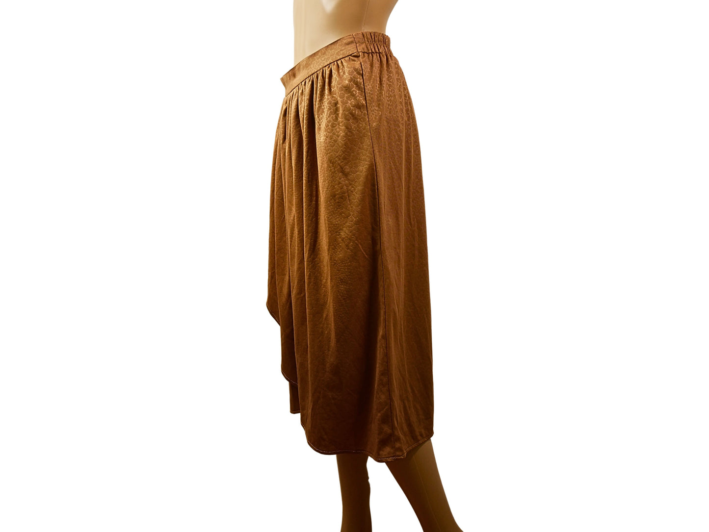 Brown satin midi skirt