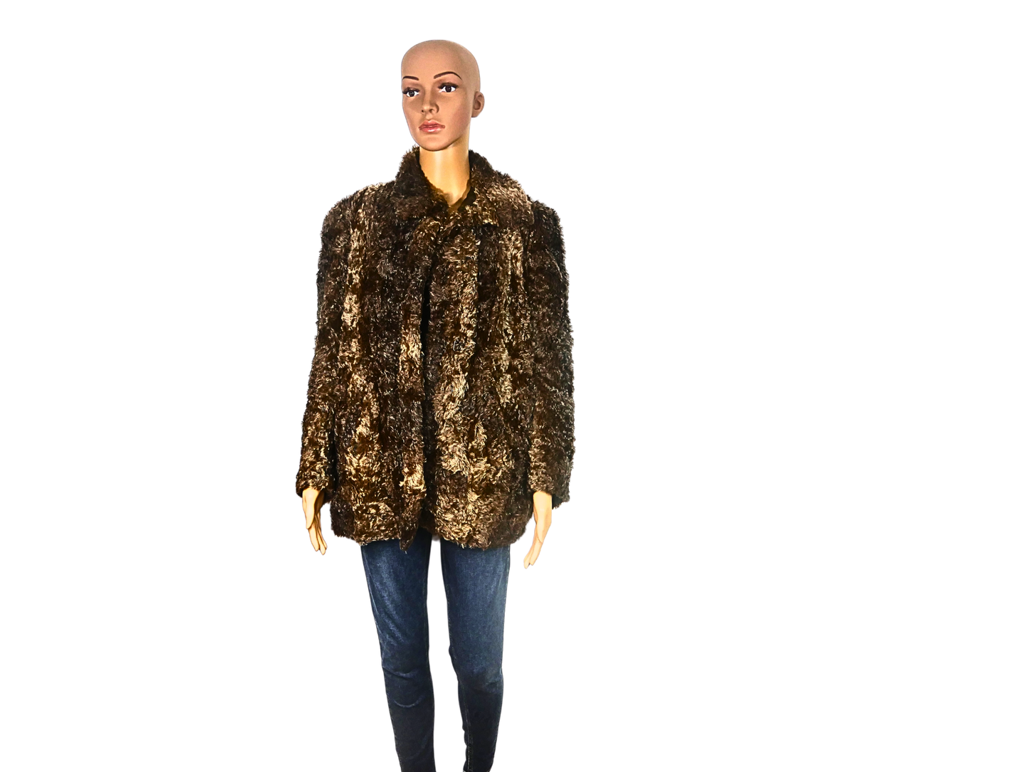 Manteau en fausse fourrure marron