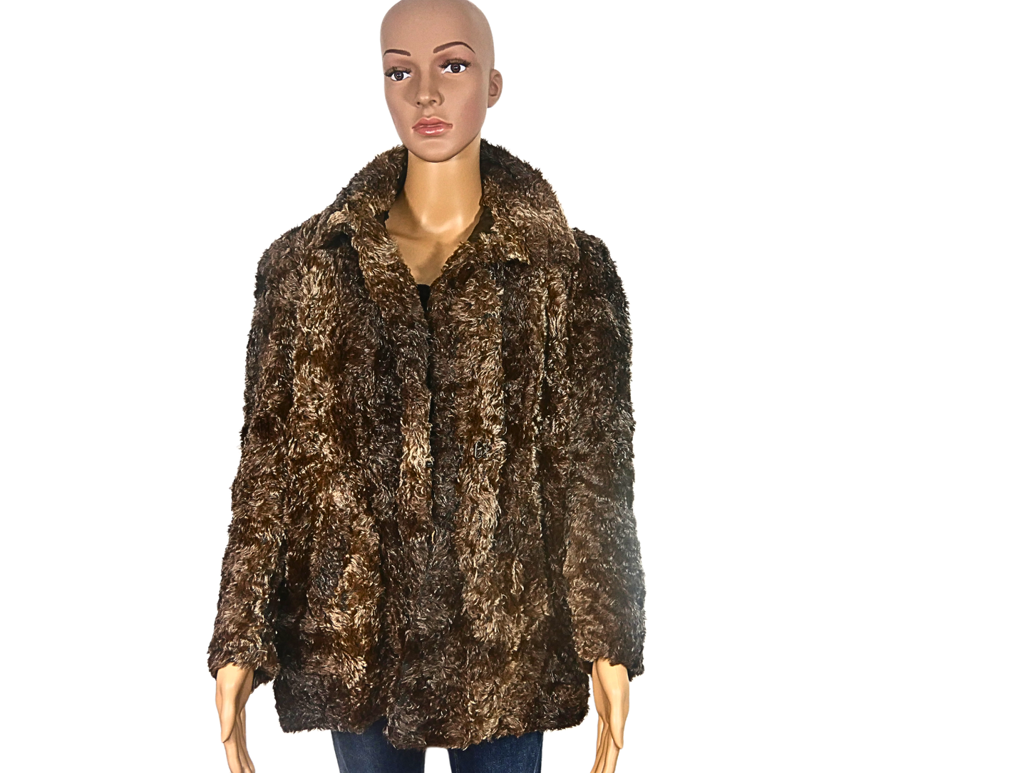 Manteau en fausse fourrure marron