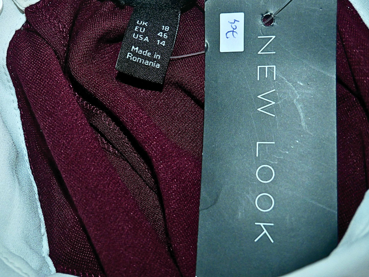 Newlook Burgundy and White Two-Tone Mesh Top
