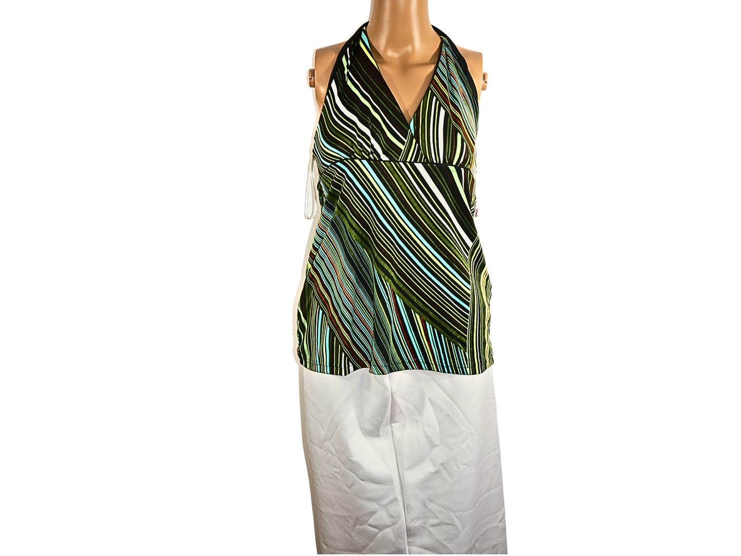 NUR grün gestreiftes Neckholder-Top