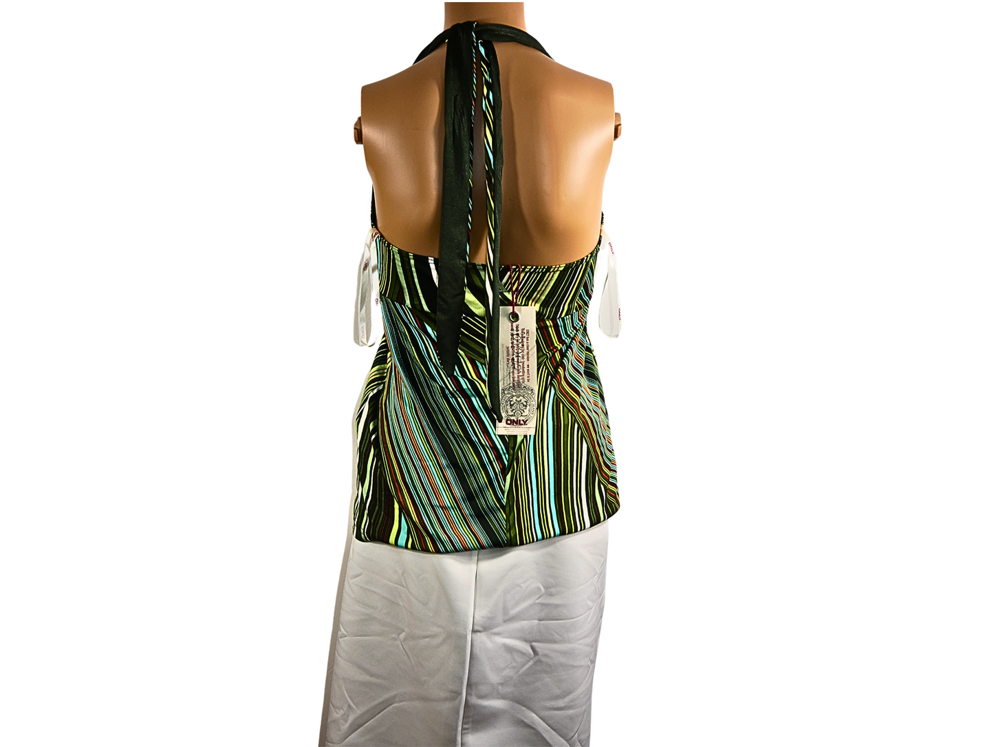 NUR grün gestreiftes Neckholder-Top