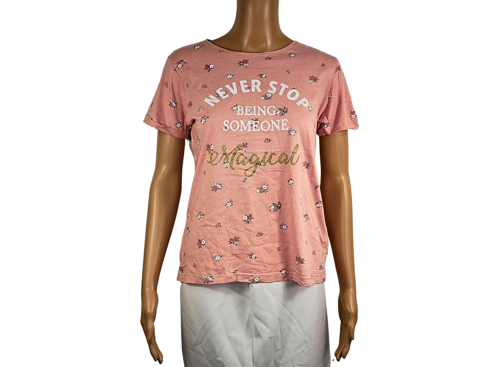 PRIMARK Women's Pink Printed T-Shirt