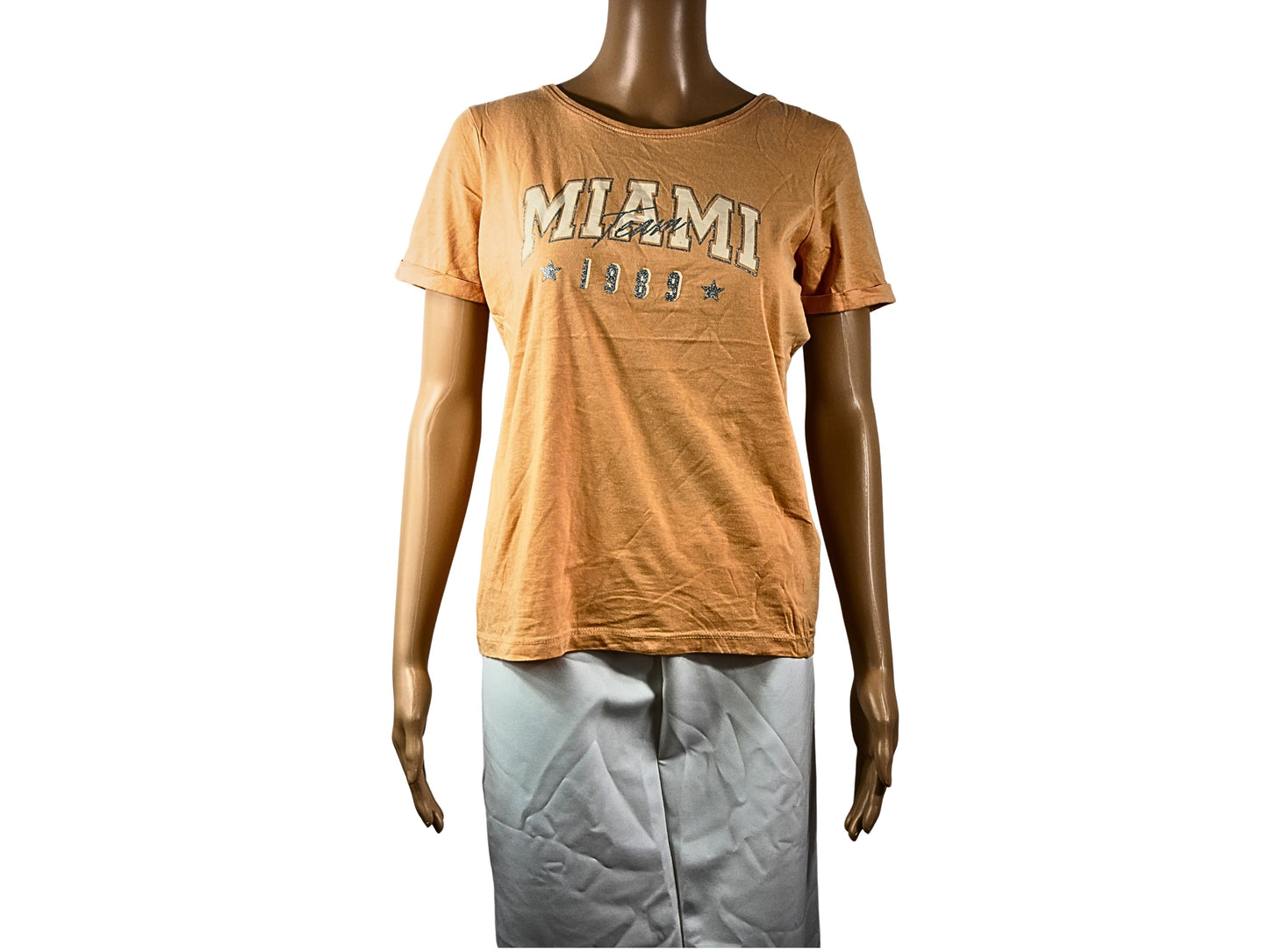 PRIMARK Women's Printed Orange T-Shirt
