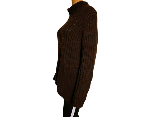 Women's Brown Turtleneck Twist Sweater