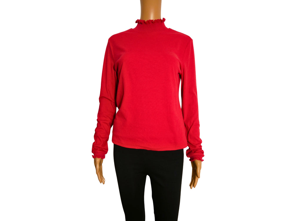 SHEIN Red High Neck Long Sleeve Pullover