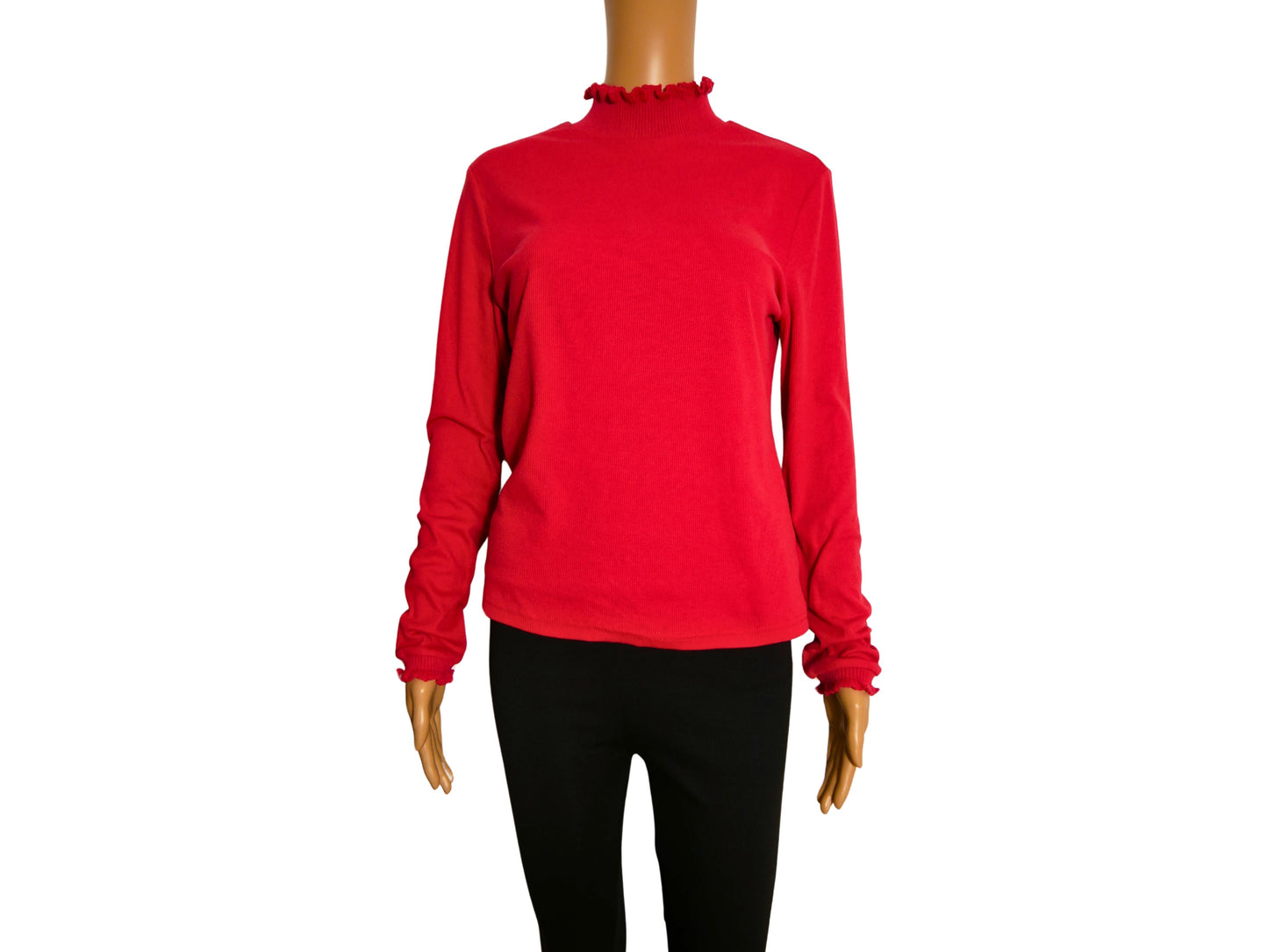 SHEIN Red High Neck Long Sleeve Pullover