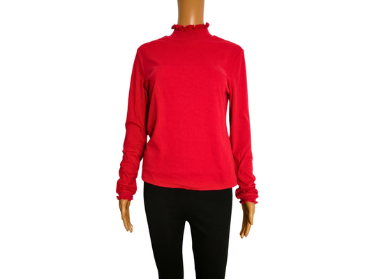 SHEIN Red High Neck Long Sleeve Pullover