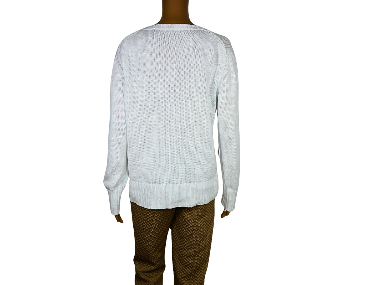 Second-hand white V-neck sweater for women