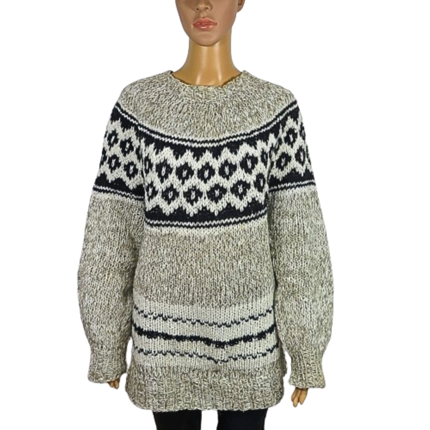 Pull en laine vintage motif graphique