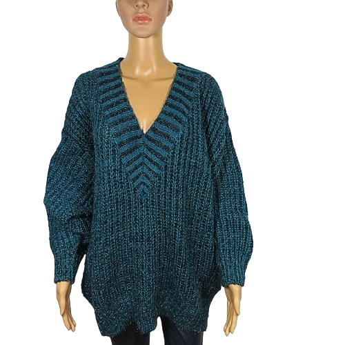 Thick green V-neck sweater