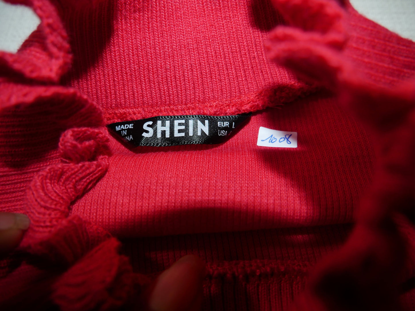 SHEIN Red High Neck Long Sleeve Pullover