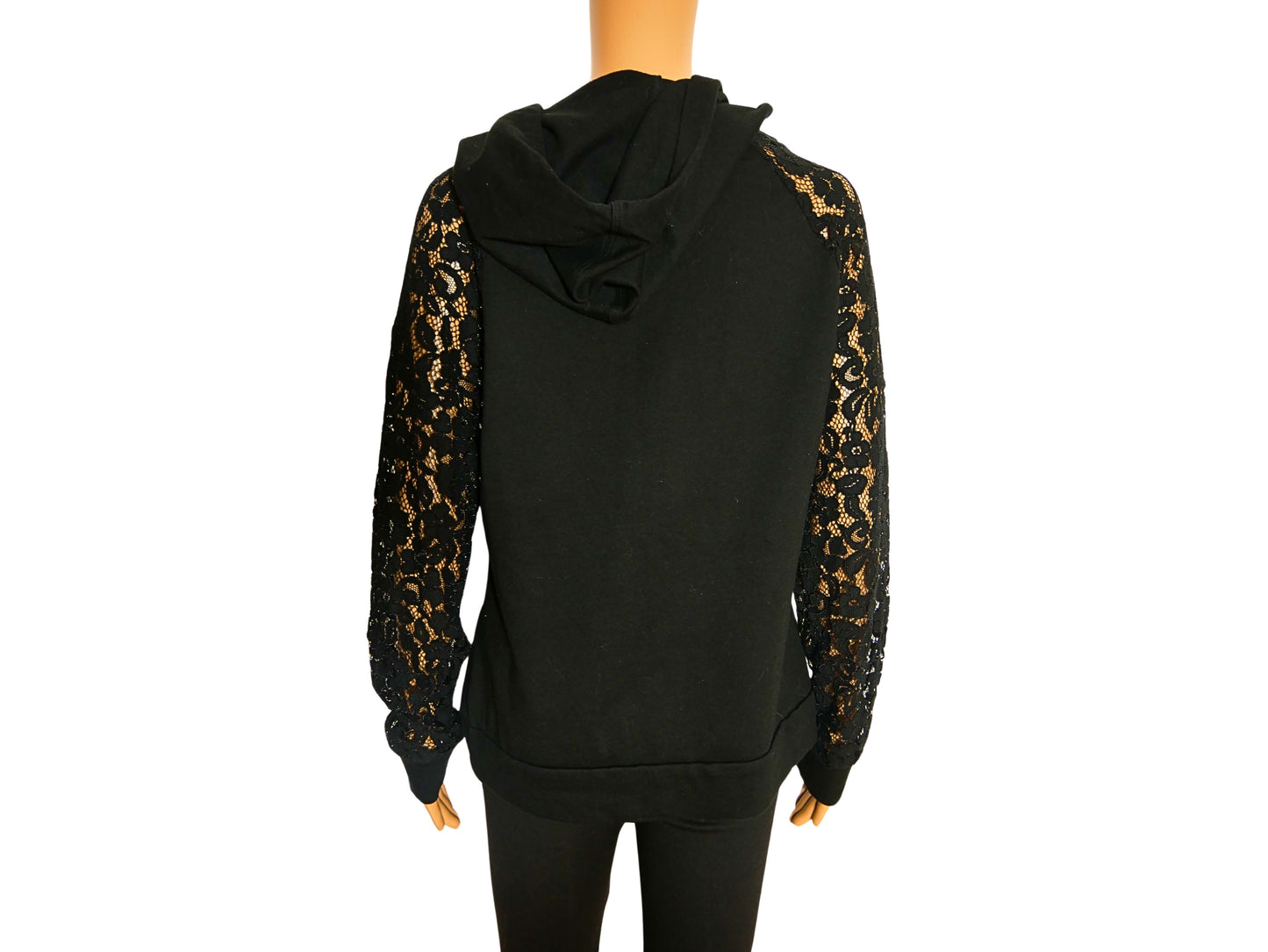 More&More Women's Hooded Sweatshirt with Lace Sleeves