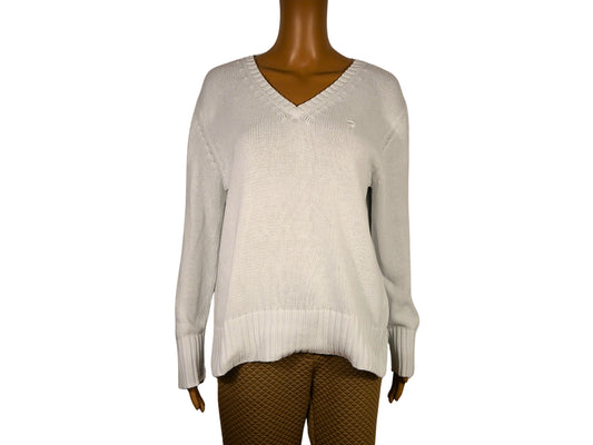 Second-hand white V-neck sweater for women