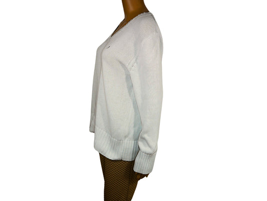 Second-hand white V-neck sweater for women