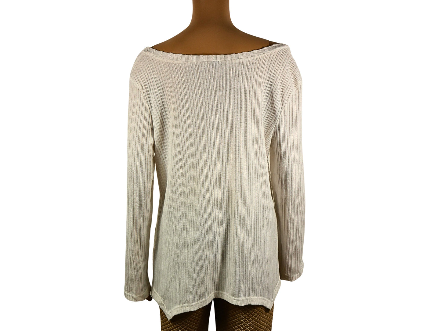 White V-neck airy sweater for women