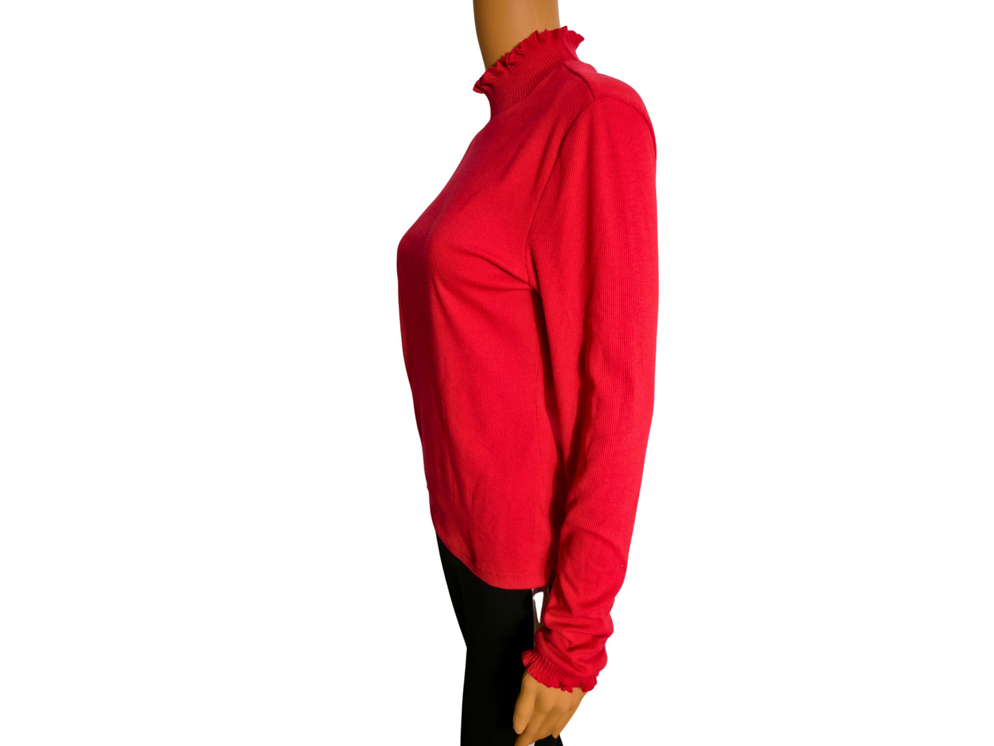 SHEIN Red High Neck Long Sleeve Pullover