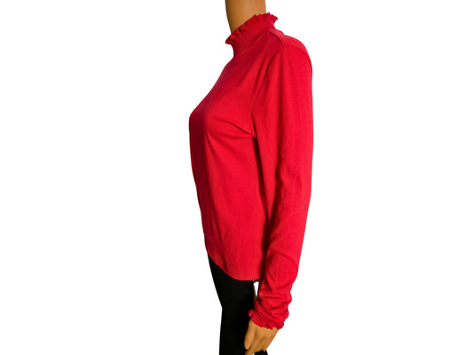 SHEIN Red High Neck Long Sleeve Pullover