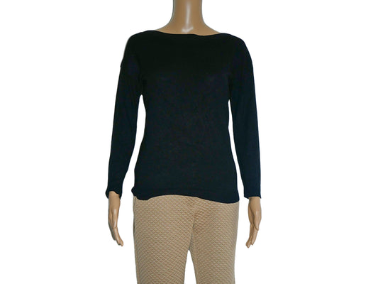 Pullover noir juste au corp pour femme