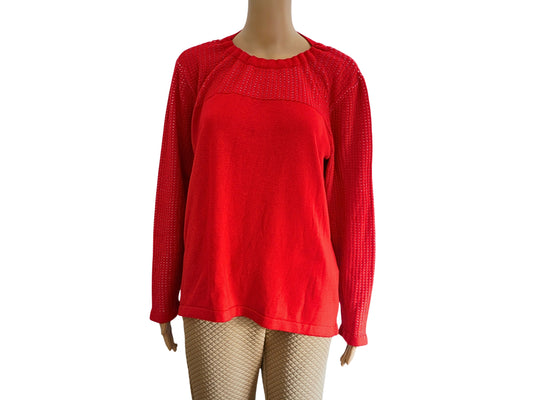 Women's red round neck sweater