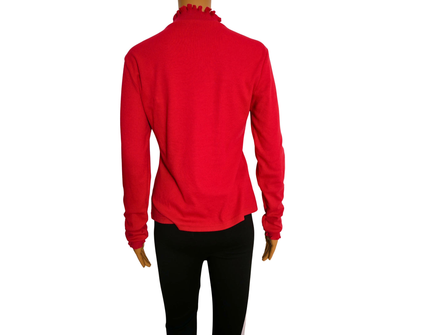 SHEIN Red High Neck Long Sleeve Pullover