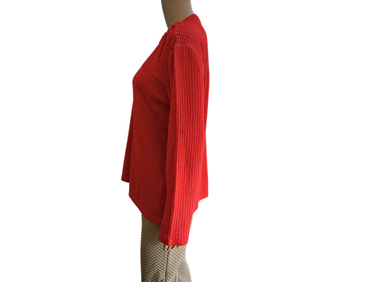 Women's red round neck sweater