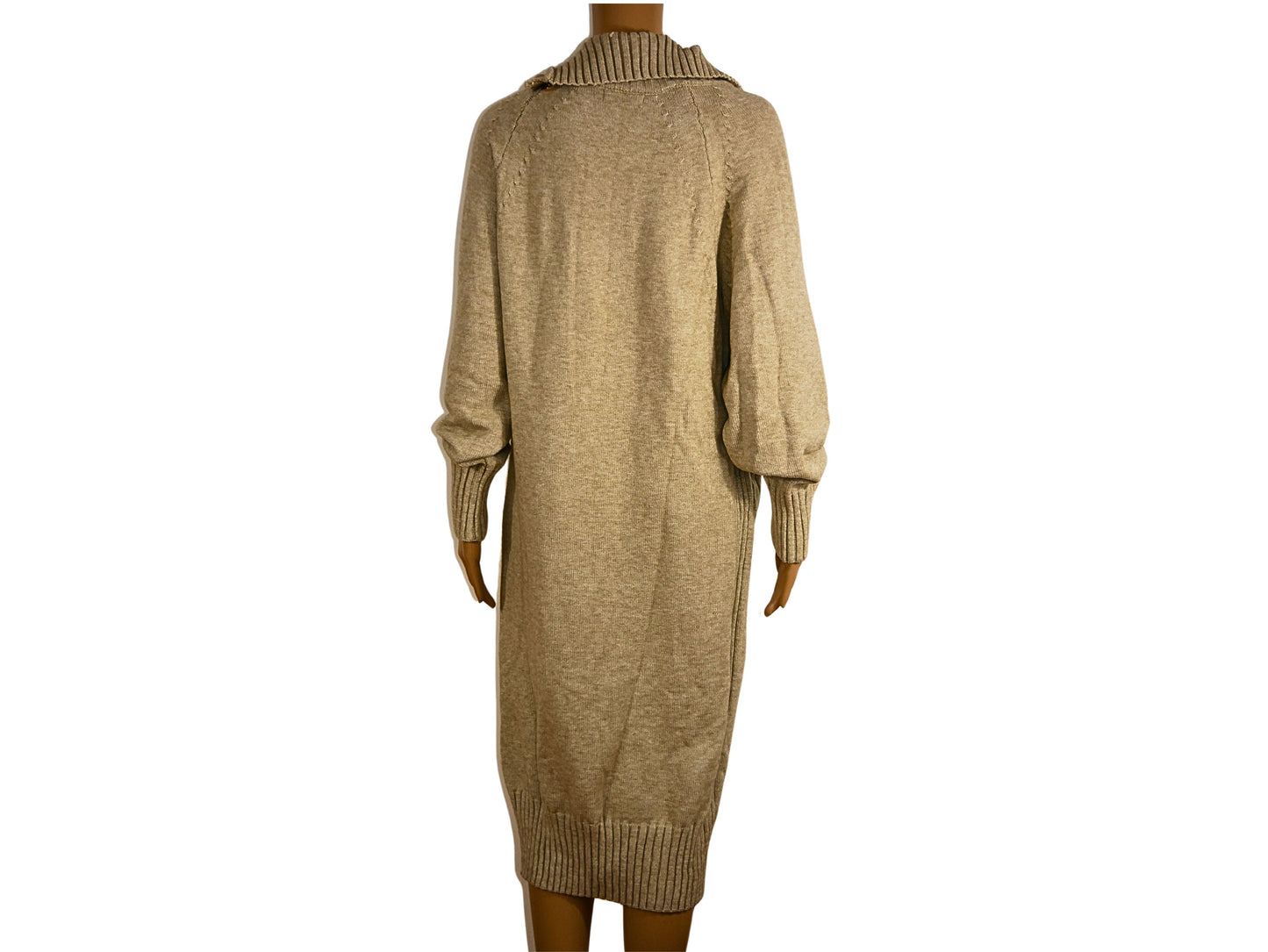 Robe mi-longue en maille beige