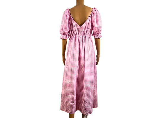 Newlook Gingham Print Midi Dress - Vibrant Pink