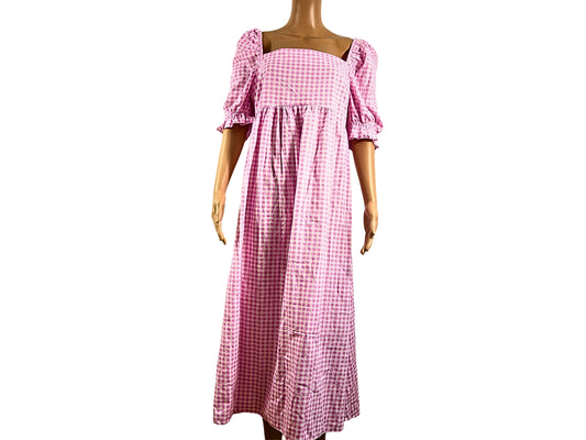 Newlook Gingham Print Midi Dress - Vibrant Pink
