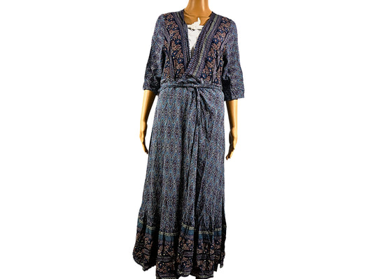 Bohemian Printed V-Neck Midi Dress