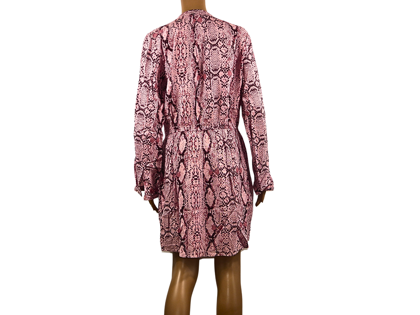 Kurzes Kleid mit Buffalo-Print und langen Ärmeln