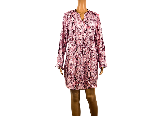 Kurzes Kleid mit Buffalo-Print und langen Ärmeln