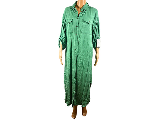 Grünes Maxikleid mit langen Ärmeln
