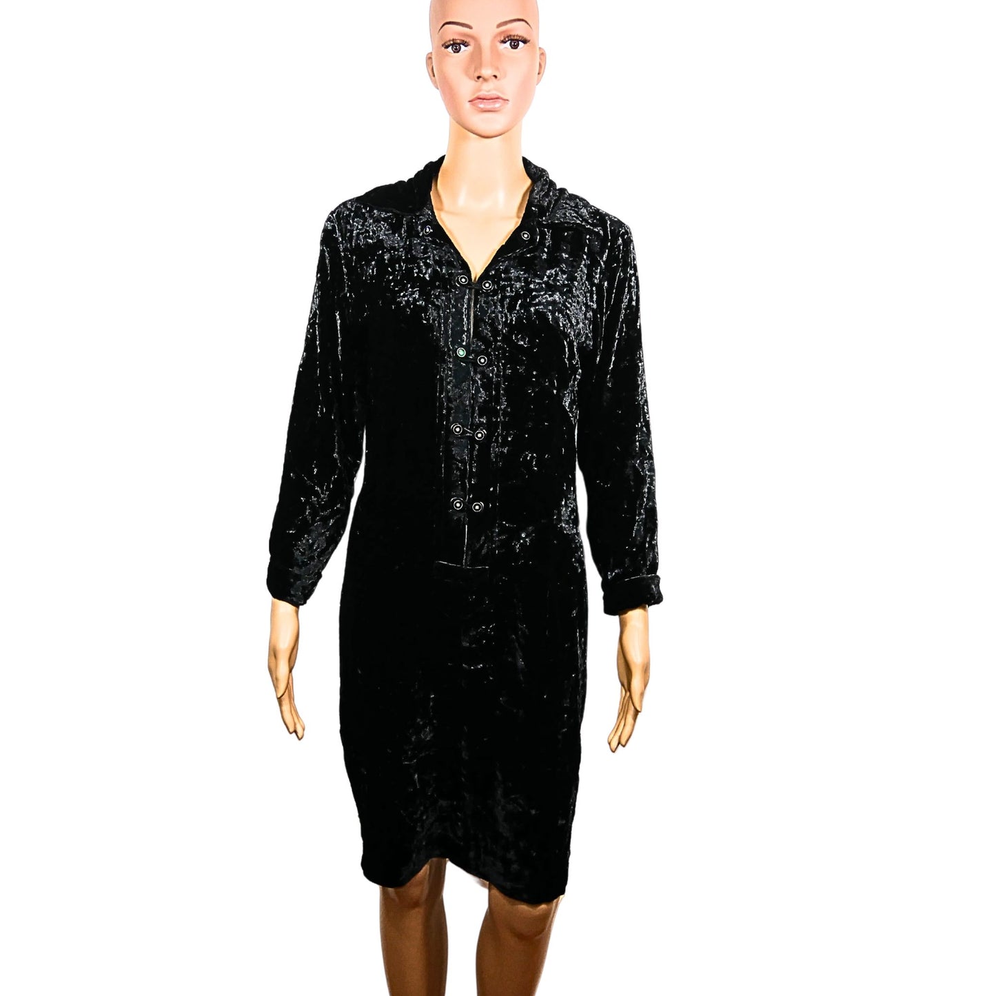Langärmliges Vintage-Samtkleid