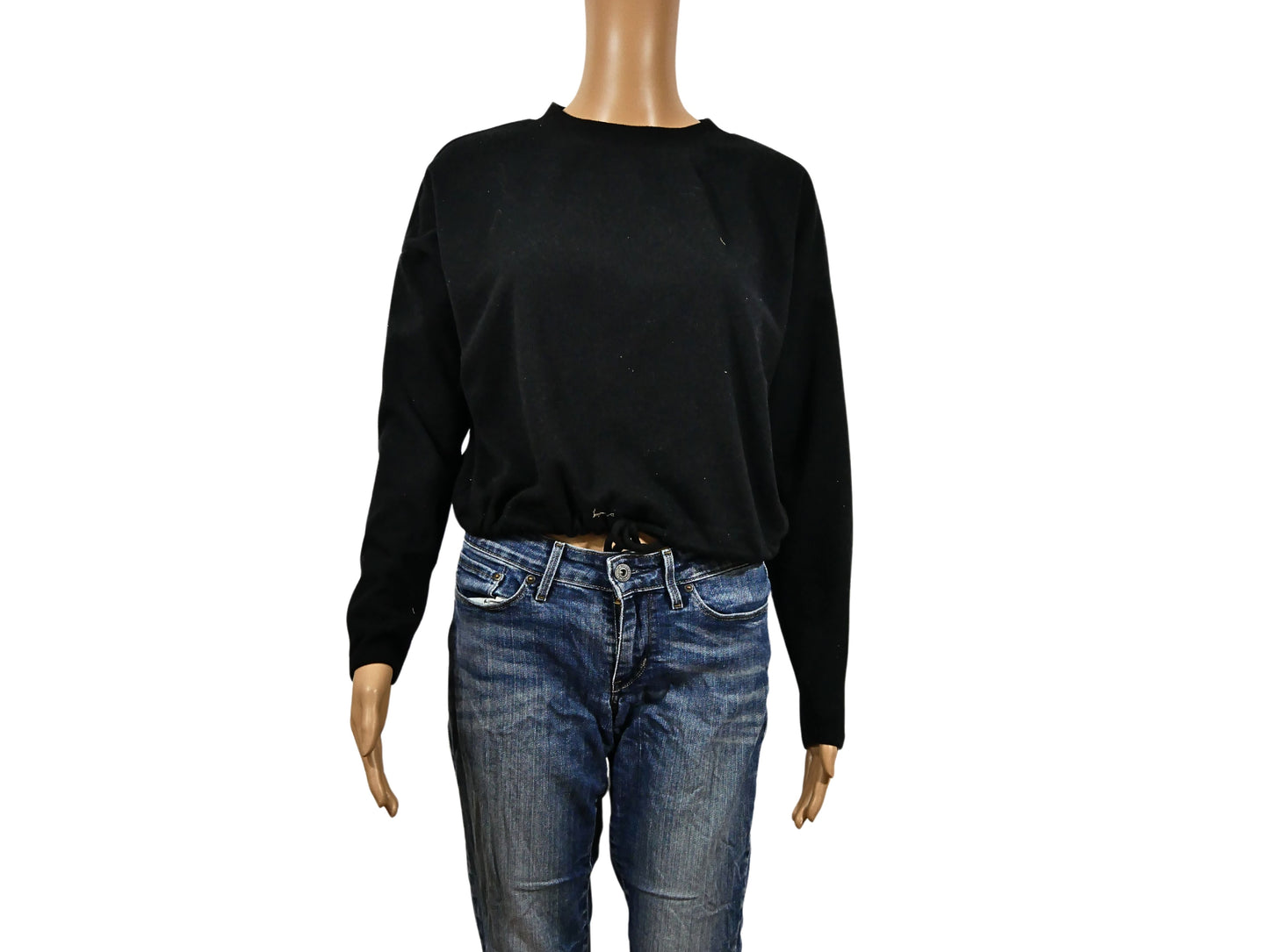 Sweat noir avec cordon à la taille