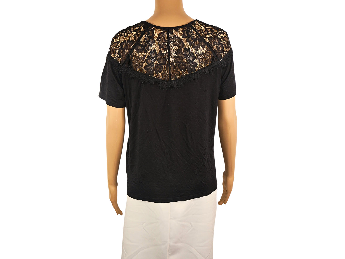 Schwarzes Spitzen-T-Shirt für Damen – schick und ökologisch