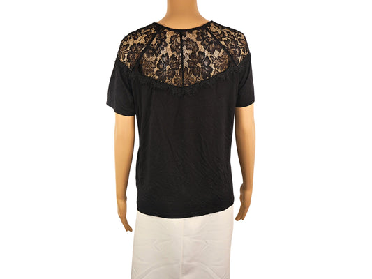 Schwarzes Spitzen-T-Shirt für Damen – schick und ökologisch