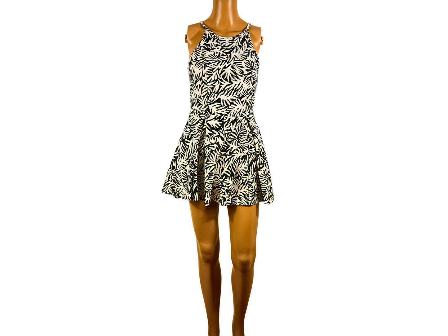 TOPSHOP ecru and black short dress