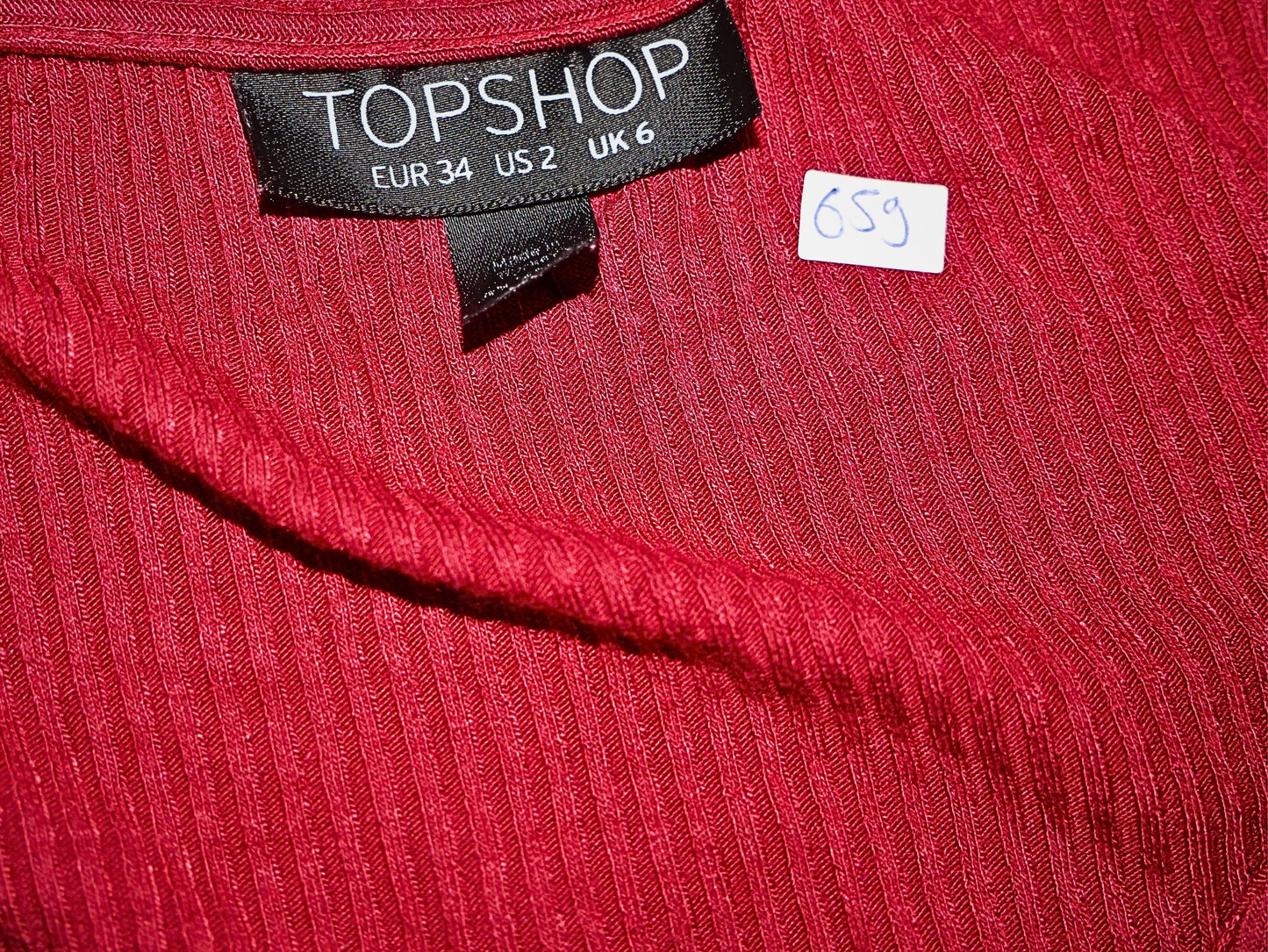 TOPSHOP Short Sleeve Knotted Sweater in Red
