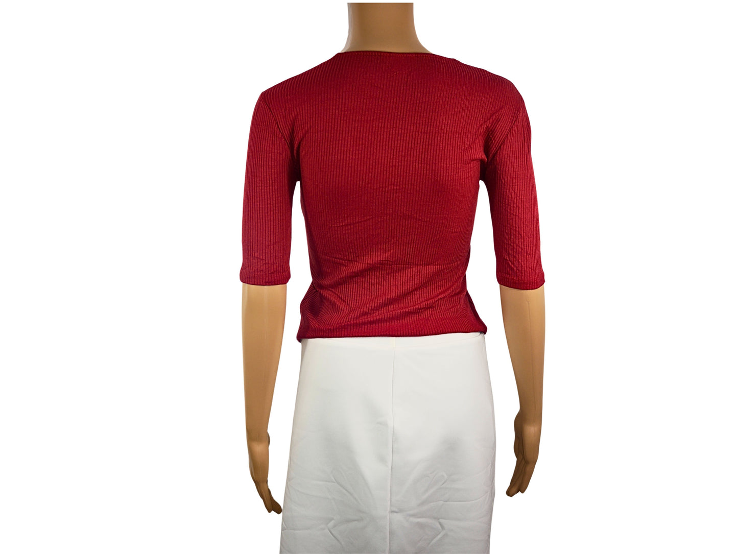 TOPSHOP Short Sleeve Knotted Sweater in Red